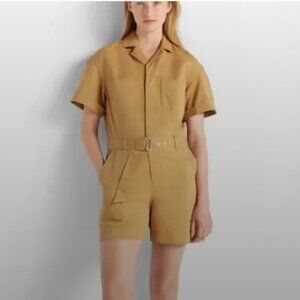Club Monaco Camel Tan Short-Sleeve Romper Utility size 12
